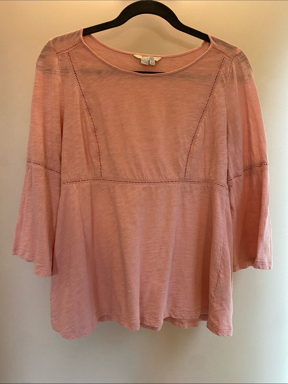 Boden Soft Pink Eyelet-Trim Peasant Tunic